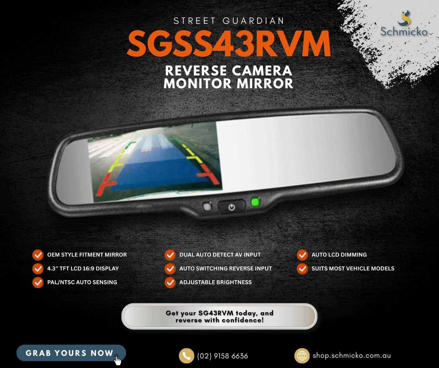SG Car Reverse Camera + Mirror Display Unit