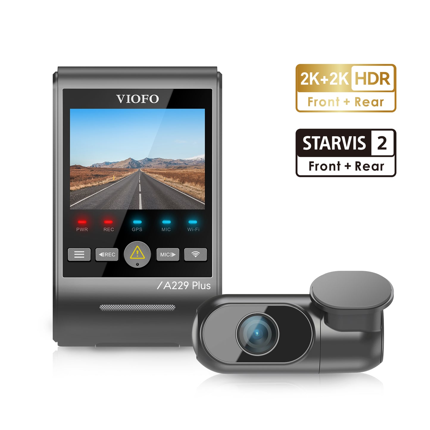 VIOFO A229 PLUS 2 CH + Hardwire Kit - Front & Rear Dash Cam