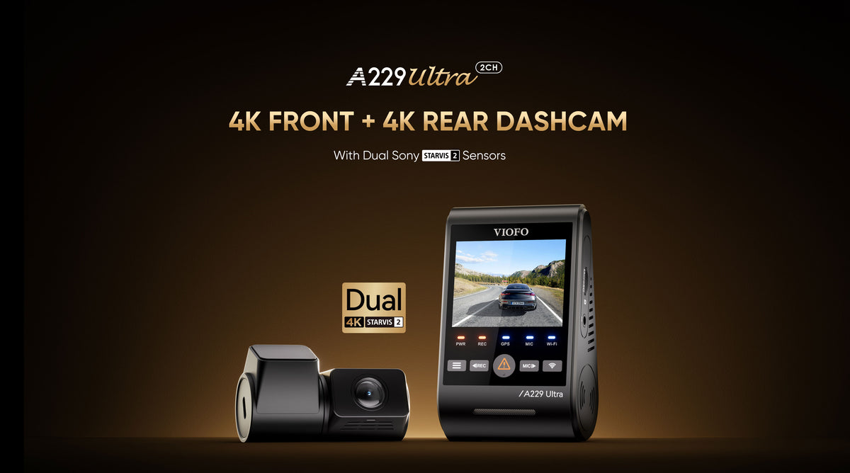 VIOFO A229 ULTRA + Hardwire Kit [FREE] - Front & Rear Dash Cam