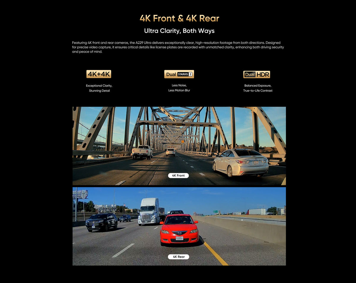 VIOFO A229 ULTRA + Hardwire Kit [FREE] - Front & Rear Dash Cam