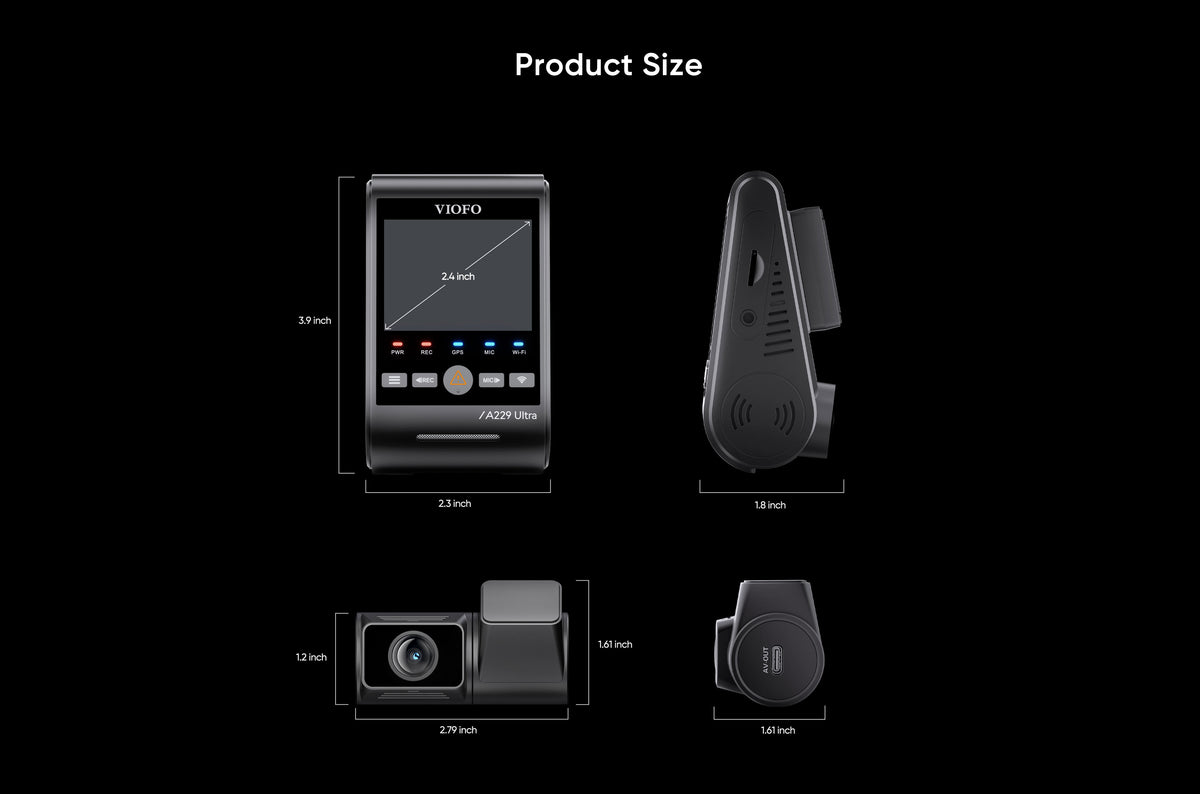 VIOFO A229 ULTRA + Hardwire Kit [FREE] - Front & Rear Dash Cam