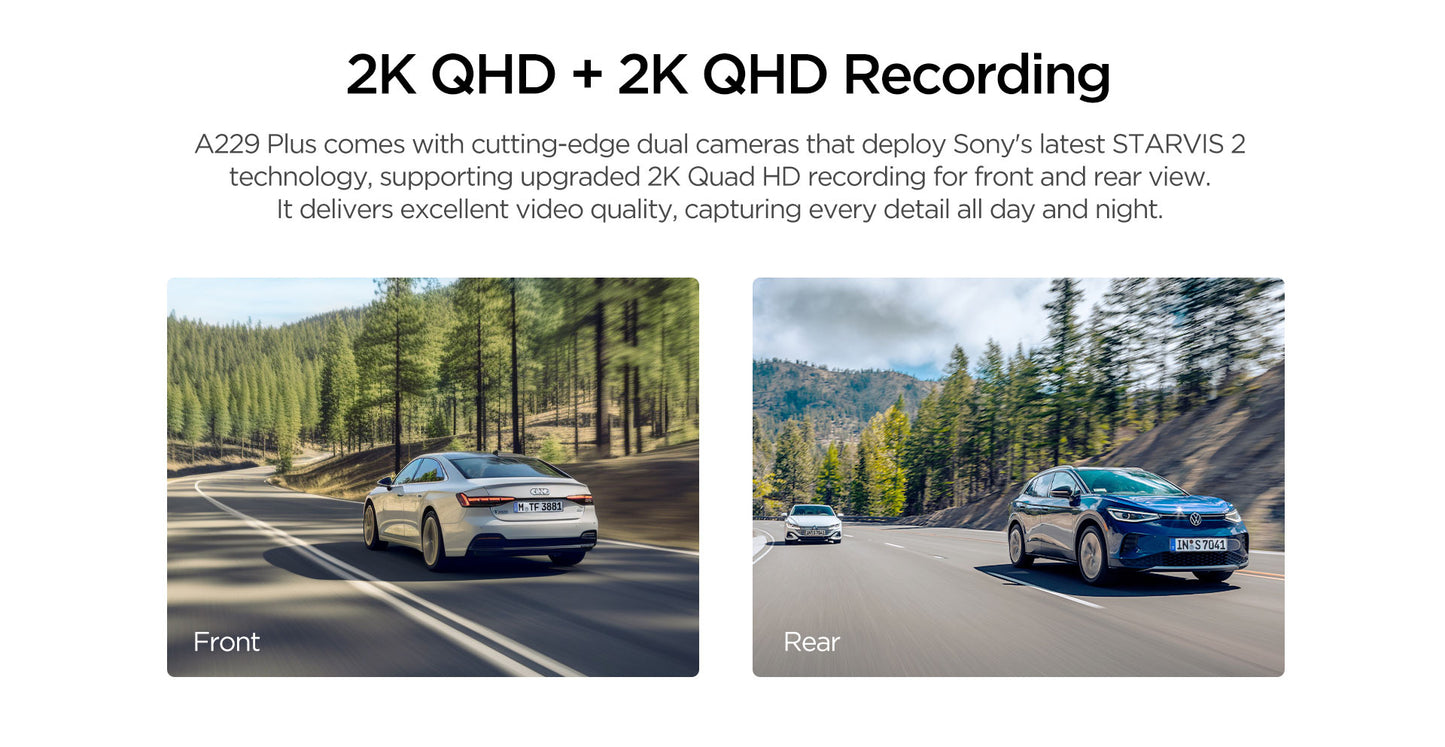 VIOFO A229 PLUS 2 CH + Hardwire Kit - Front & Rear Dash Cam