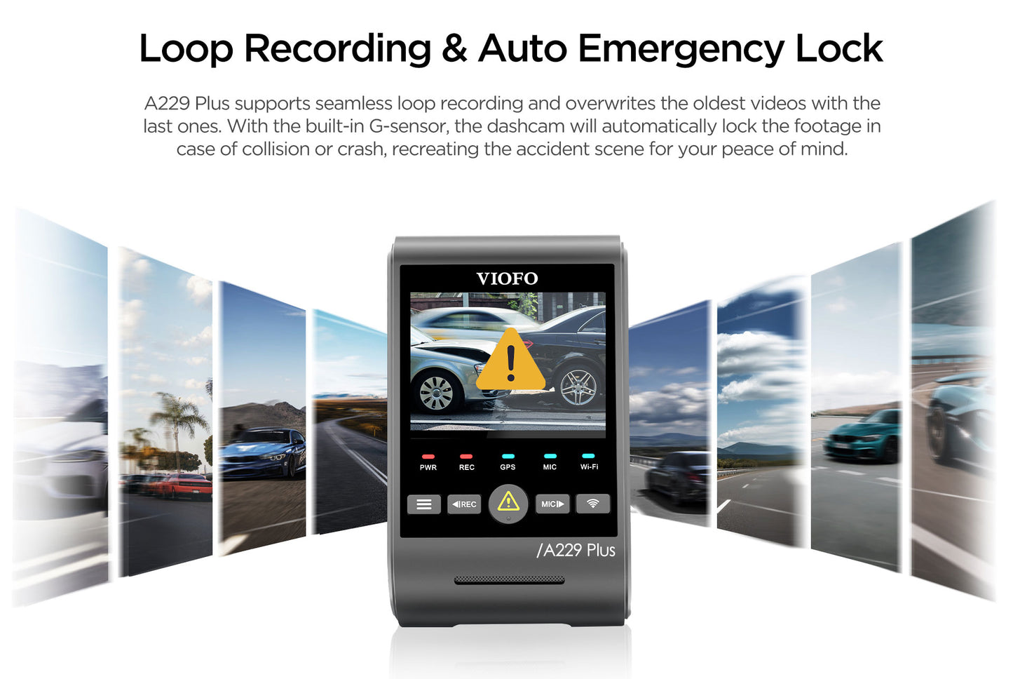VIOFO A229 PLUS 2 CH + Hardwire Kit - Front & Rear Dash Cam