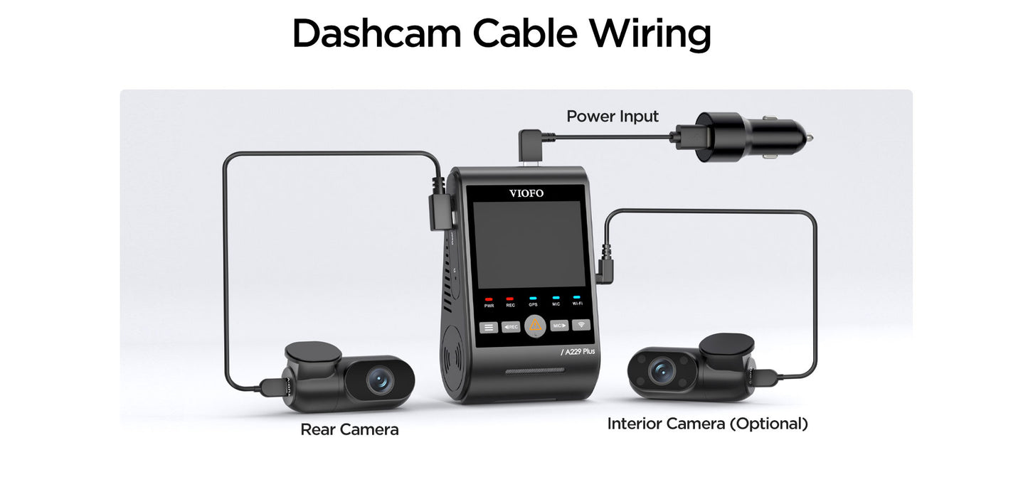 VIOFO A229 PLUS 2 CH + Hardwire Kit - Front & Rear Dash Cam